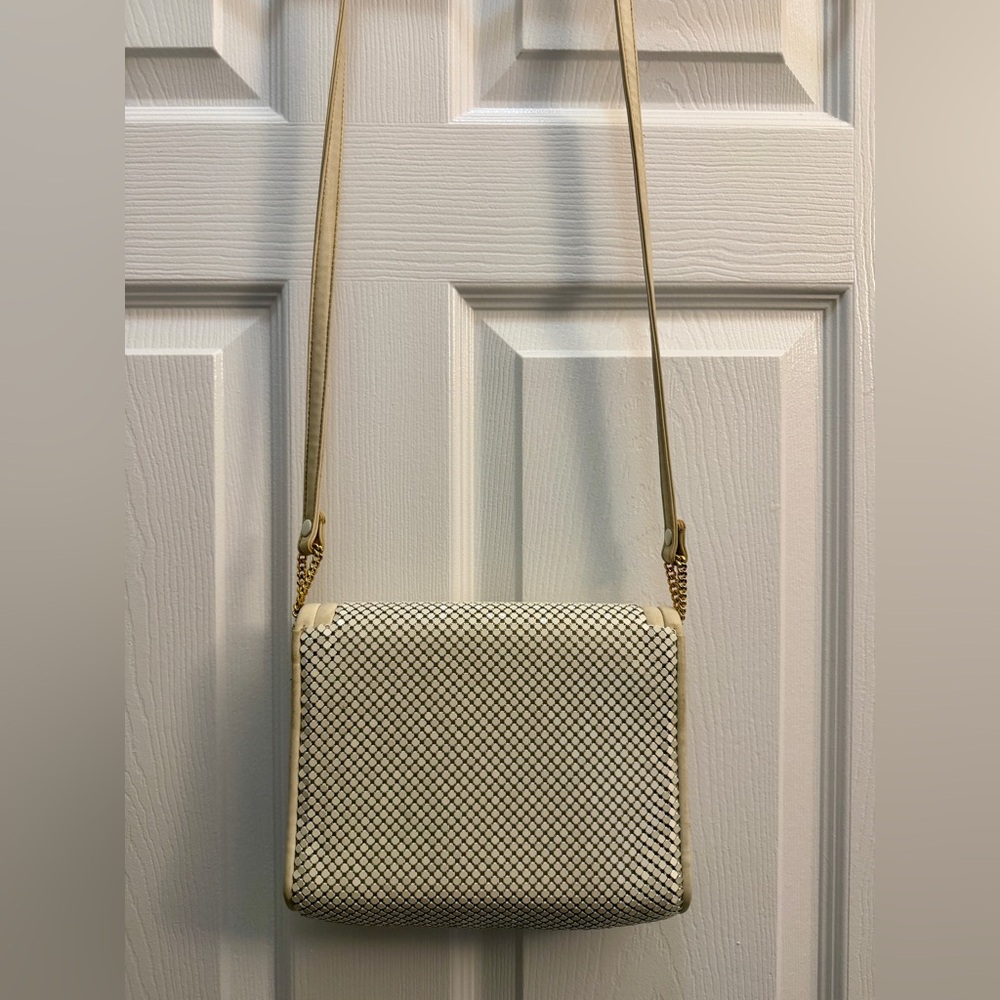 Vintage Whiting And Davis White Metal Mesh Leather Purse - Picture 3 of 5